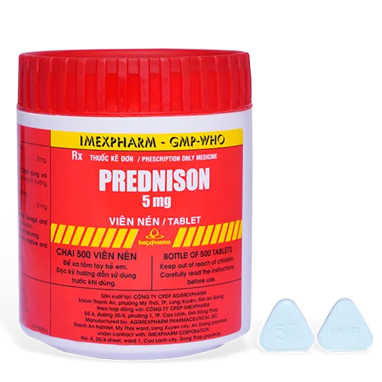 Thuốc kháng viêm PREDNISON 5MG IMEXPHARM lọ 500 viên