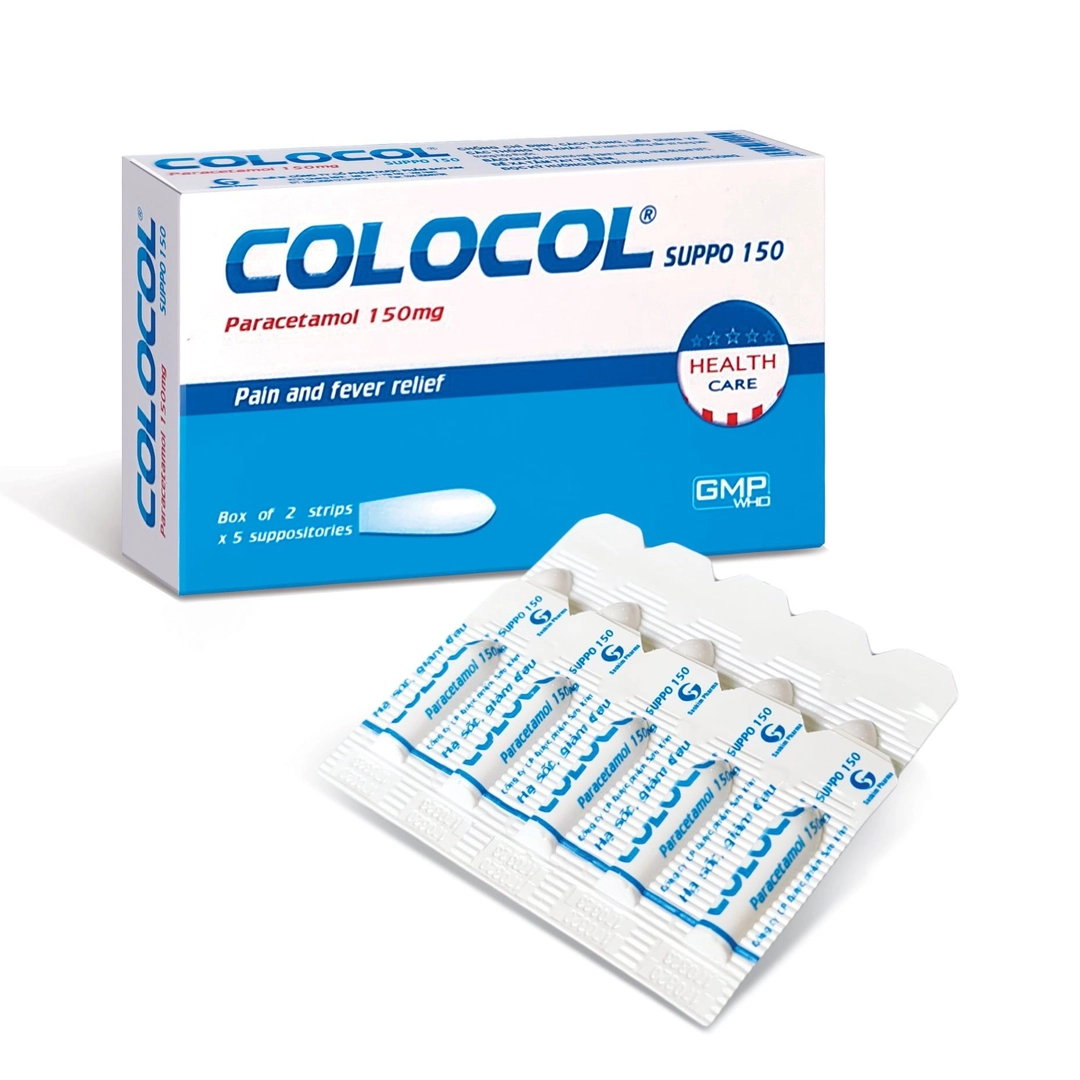Viên đặt hậu môn hạ sốt Colocol suppo 150 hộp 2 vỉ x 5 viên