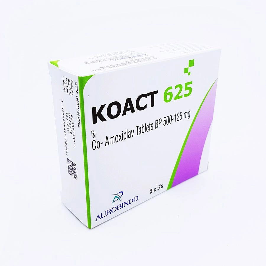 Koact Thuốc kháng sinh KOACT 625 hộp 3 vỉ x 5 viên