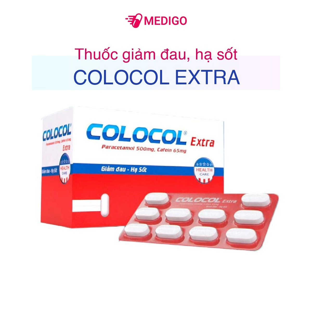 Thuốc giảm đau, hạ sốt Colocol Extra hộp 10 vỉ x 10 viên