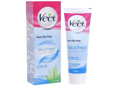 Kem tẩy lông Veet Silk & Fresh (da nhạy cảm) hộp 1 tuýp 50g