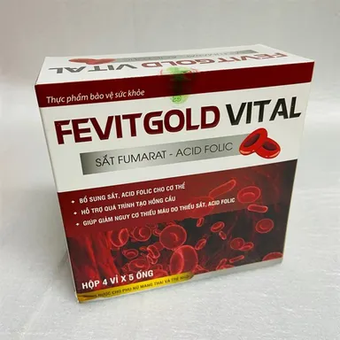 Bổ sung sắt và acid folic, hỗ trợ quá trình tạo máu FEVITGOLD VITAL hộp 20 ống