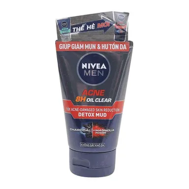 Sữa rữa mặt Nivea Men Acne 8H Oil Clear Detox Mud tuýp 100g