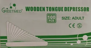 Que đè lưỡi gỗ tiệt trùng Greetmed Wooden Tongue Depressor (size người lớn) hộp 100 cái