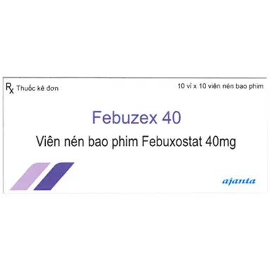 Thuốc điều trị tăng axit uric trong máu Febuzex 40 hộp 10 vỉ x 10 viên