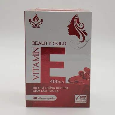 Hỗ trợ chống oxy hóa, giảm lão hóa da Beauty Gold Vitamin E 400mg (Thành Nam) hộp 1 lọ 30 viên