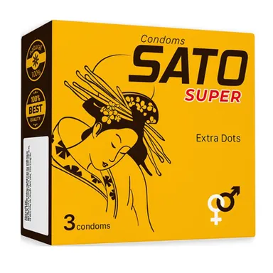Bao cao su gân gai SATO Super Extra Dots hộp 3 cái