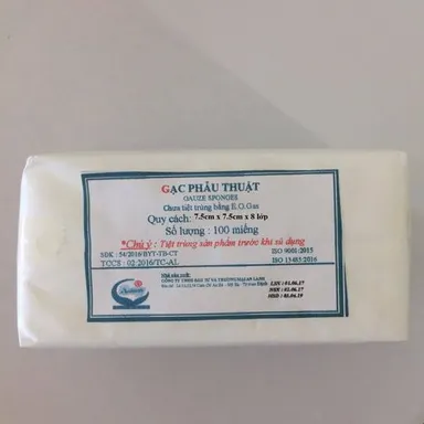 Gạc phẫu thuật An Lành gói 100 miếng 7,5cm x 7,5cm x 8 lớp