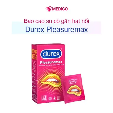 Bao cao su Durex Pleasuremax - Size lớn 56mm, gân và điểm nổi hộp 12 cái