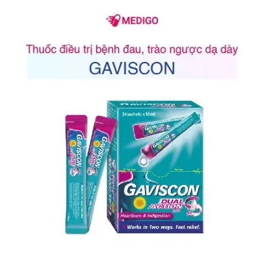 Thuốc điều trị bệnh đau, trào ngược dạ dày Gaviscon Dual Action hộp 24 gói