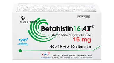 Thuốc trị chóng mặt, rối loạn tiền đình Betahistin 16 A.T hộp 10 vỉ x 10 viên nén
