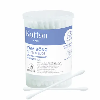 Tăm bông Bông Bạch Tuyết Kotton Care hộp tròn 80 que