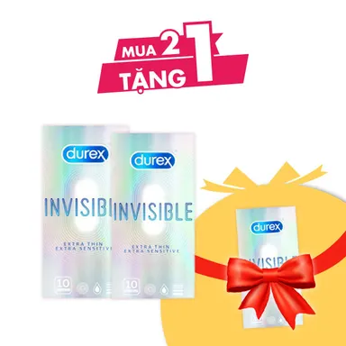 Combo 2 hộp bao cao su Durex INVISIBLE EXTRA SENSITIVE 10 cái tặng 1 hộp