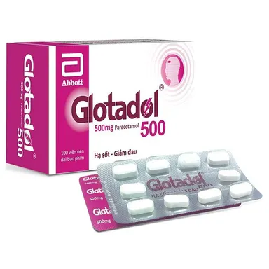 Thuốc giảm đau, hạ sốt Glotadol 500 hộp 10 vỉ x 10 viên nén bao phim