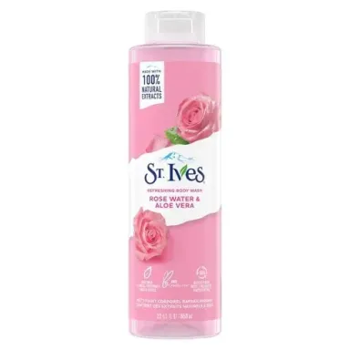Sữa tắm chiết xuất hoa hồng và lô hội St.Ives Rose Water & Aloe Vera chai 650ml