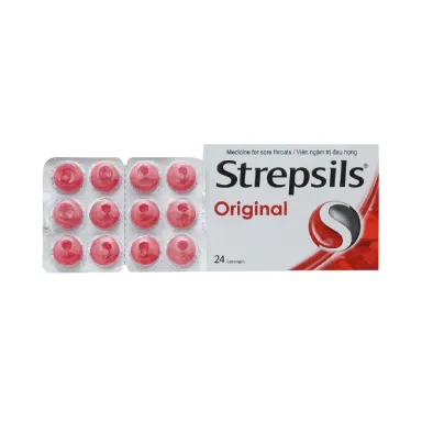 Viên ngậm trị đau họng Strepsils Original hộp 24 viên