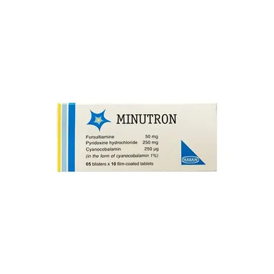 Thuốc bổ sung vitamin B1, B6, B12 MINUTRON hộp 5 vỉ x 10 viên nén bao phim