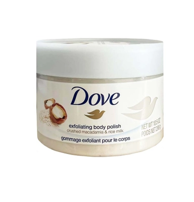 Tẩy da chết chiết xuất hạt macca và sữa gạo Dove Exfoliating Body Polish lọ 298g