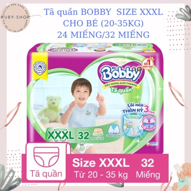Tã quần Bobby Siêu khô thoáng gói 28 +4 miếng size XXL