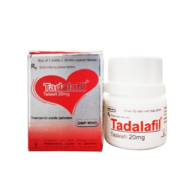 Thuốc điều trị rối loạn cương dương Tadalafil 20mg (DP 150) hộp 1 lọ x 10 viên