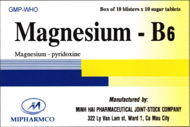 Magnesium-B6 MIPHARMCO hộp 10 vỉ x 10 viên nén bao đường