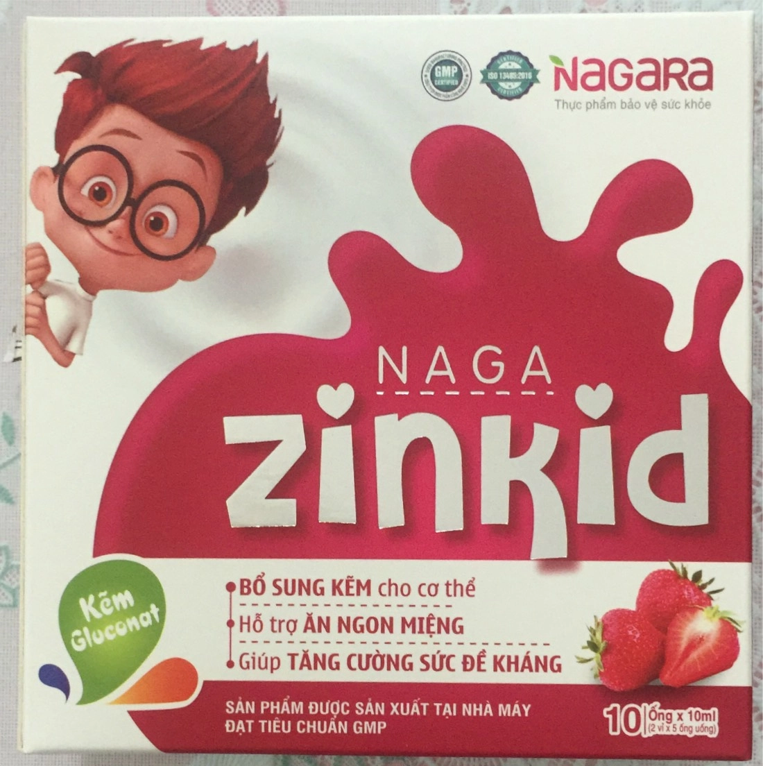 Bổ sung kẽm, hỗ trợ ăn ngon miệng Naga Zinkid hộp 10 ống x 10ml