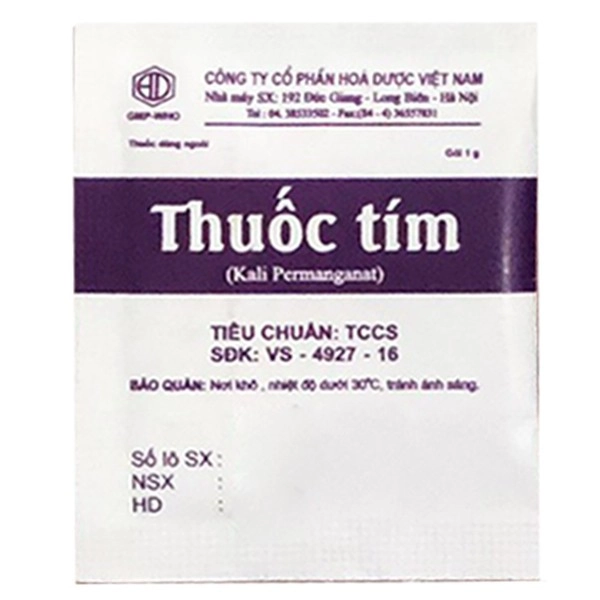 Thuốc sát khuẩn Thuốc tím (Kali Permanganat) Hóa Dược túi 10 gói 1g