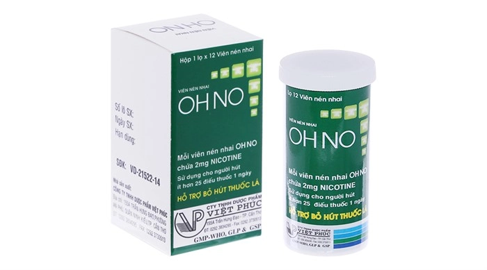 Thuốc hỗ trợ bỏ hút thuốc lá Ohno (kẹo cai thuốc) hộp 1 lọ 12 viên