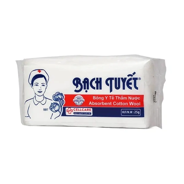 Bông y tế thấm nước Bạch Tuyết gói 25g