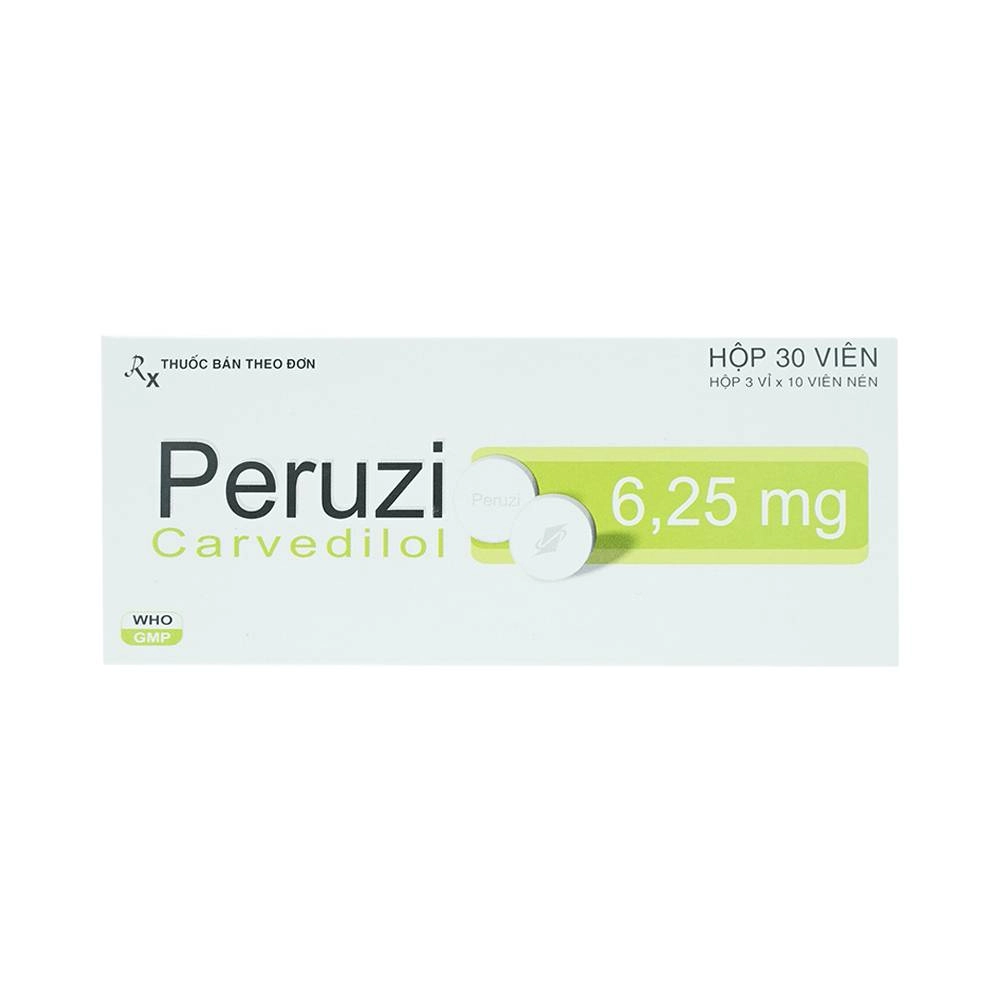 Thuốc trị tăng huyết áp Peruzi 6,25mg hộp 3 vỉ x 10 viên