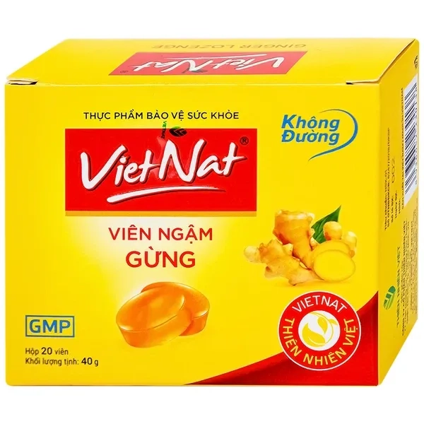 Viên ngậm Gừng VietNat (không đường) hộp 5 vỉ x 4 viên