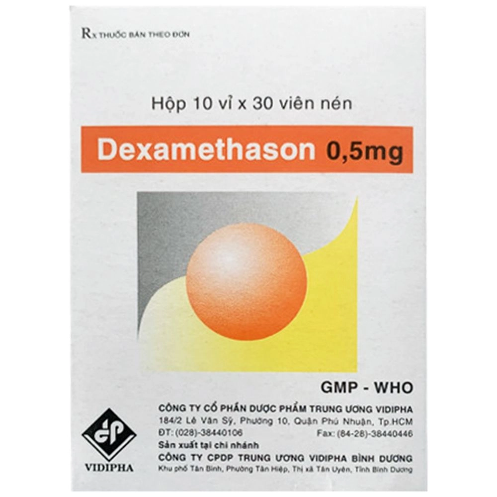 Dexamethason 0,5mg Vidipha hộp 10 vỉ x 30 viên