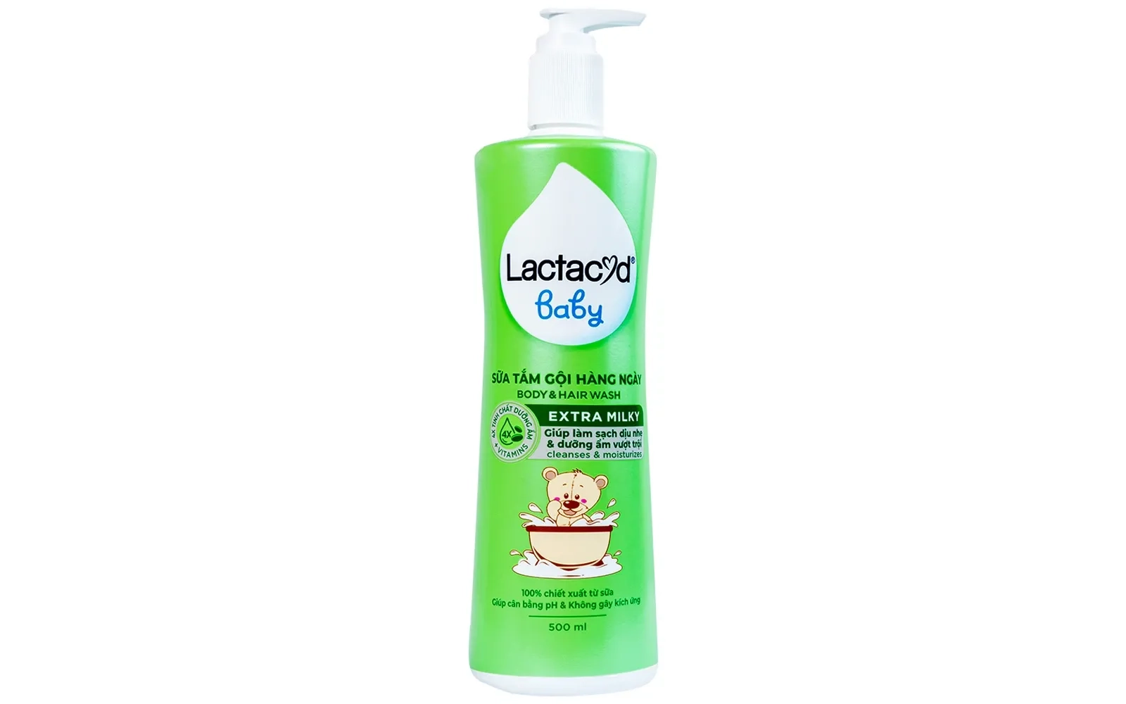 Sữa tắm gội hàng ngày Lactacyd Baby EXTRA MILKY chai 500ml