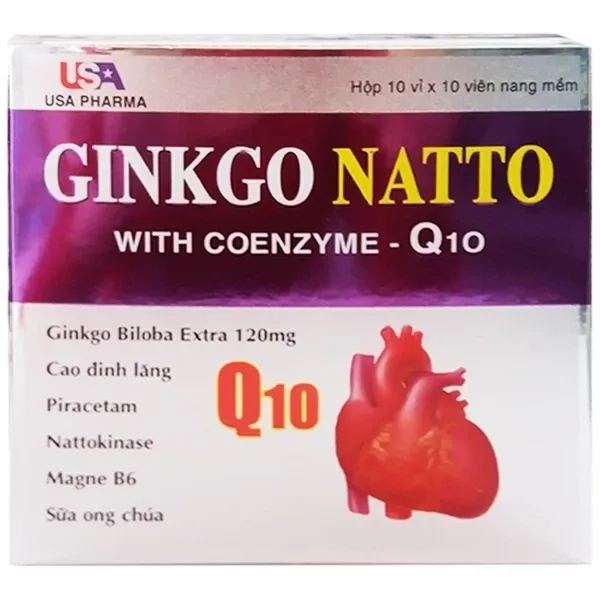 Viên uống hoạt huyết dưỡng não Ginkgo Natto With Coenzym Q10 USA Pharma hộp 100 viên
