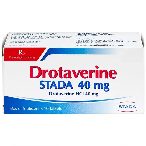 Thuốc chống co thắt cơ trơn Drotaverine 40mg STADA hộp 5 vỉ x 10 viên