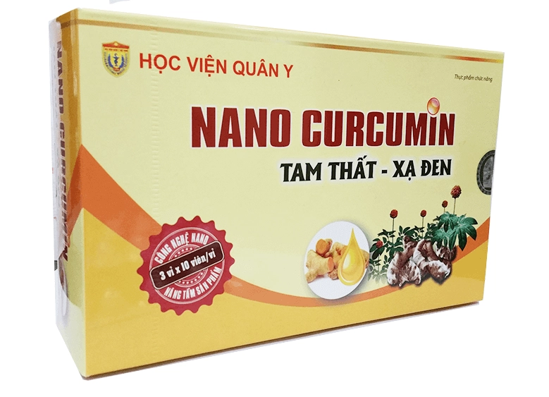 Viên uống hỗ trợ điều trị viêm loét dạ dày tá tràng Nano Curcumin Tam Thất - Xạ Đen HVQY hộp 30 viên