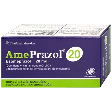 Thuốc điều trị bệnh trào ngược dạ dày thực quản AmePrazol 20mg OPV hộp 5 vỉ x 6 viên