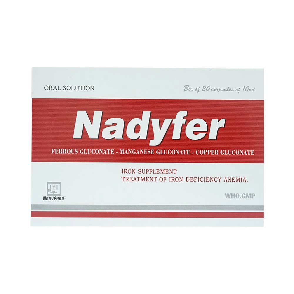 Thuốc bổ Nadyfer Nadyphar hộp 2 vỉ x 10 ống x 10ml