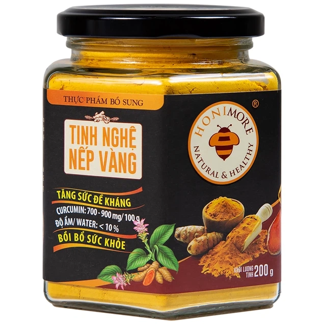 Hỗ trợ tăng sức đề kháng, bồi bổ sức khỏe tinh Nghệ Nếp Vàng Honimore lọ 200g