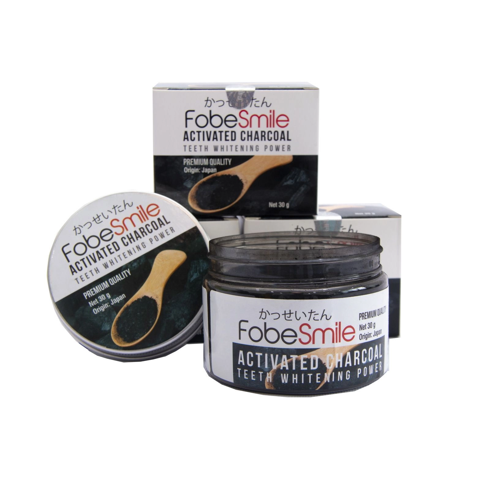 Bột than hoạt tính làm trắng răng FobeSmile Activated Charcoal Teeth Whitening Power hộp 1 hũ 30g