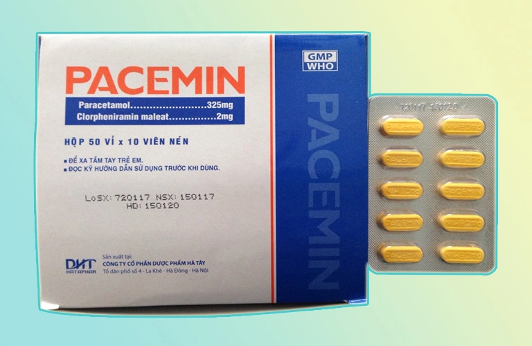 Thuốc giảm đau, hạ sốt Pacemin hộp 500 viên