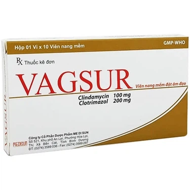 Thuốc điều trị nấm âm đạo Vagsur Medisun hộp 1 vỉ x 10 viên