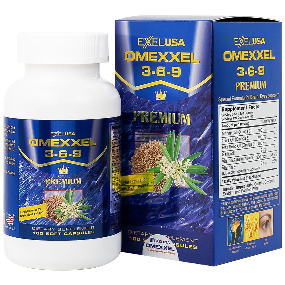 Hỗ trợ tốt cho não và mắt Omexxel 3-6-9 Premium hộp 100 viên