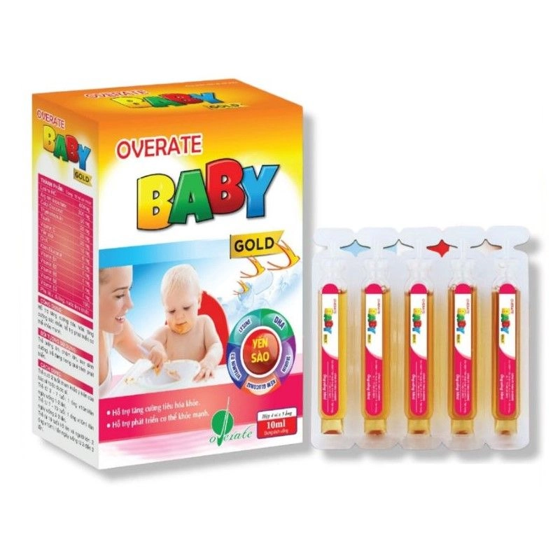Hỗ trợ ăn ngon, ngủ ngon, tăng sức đề kháng Overate BABY Gold hộp 4 vỉ x 5 ống x 10ml