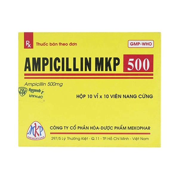Thuốc kháng sinh AMPICILLIN MKP 500 hộp 10 vỉ x 10 viên