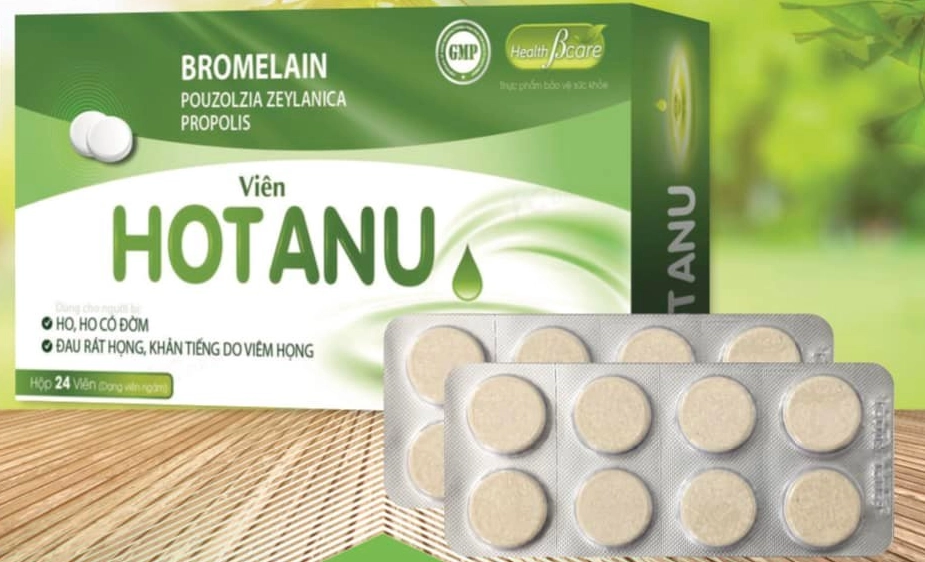Viên ngậm trị ho, đau rát họng Hotanu hộp 3 vỉ x 8 viên