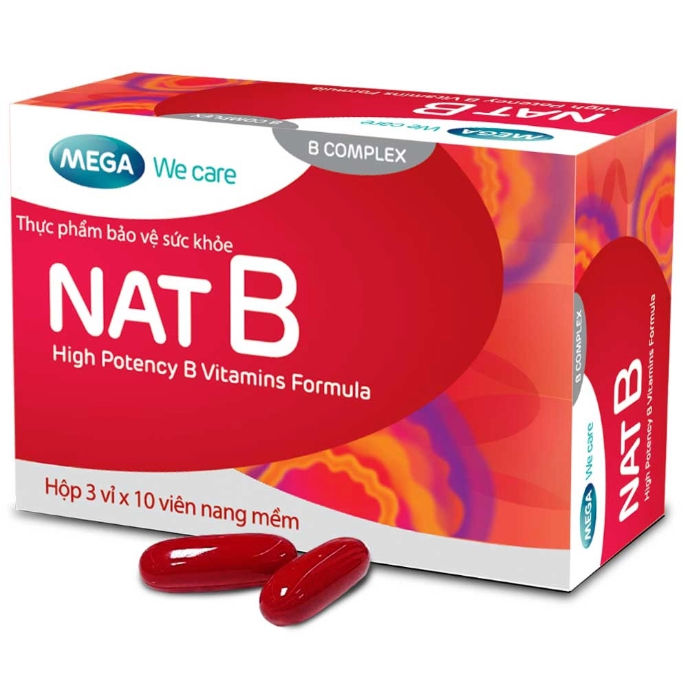 Hỗ trợ bổ sung vitamin nhóm B NatB hộp 3 vỉ x 10 viên nang mềm
