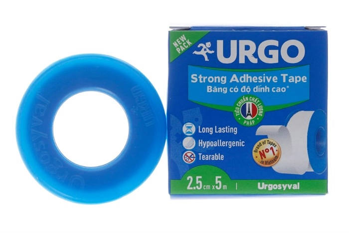 Băng keo lụa Urgo 2,5cmx5m hộp 1 cuộn