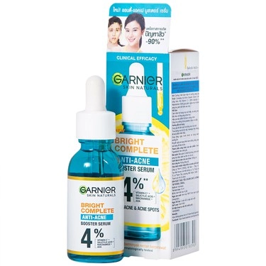 Dưỡng chất giảm mụn sáng da Garnier Skin Naturals Bright Complete Anti-acne Booster Serum hộp x 30ml