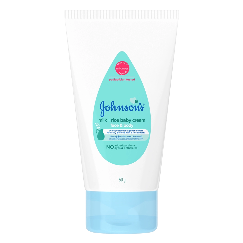 Kem dưỡng ẩm da cho bé Johnson's Milk + Rice Baby Cream Face & Body tuýp 50g